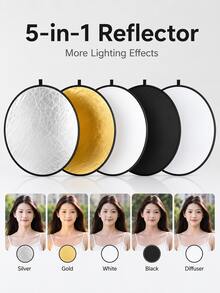 2-In-1 & 5-In-1 Foldable Photography Reflector, Portable Round Gold Silver White Black Soft Light Reflector, Suitable For Portrait, Product, Studio And Outdoor Photography, Multiple Sizes Available - one-size - View 3