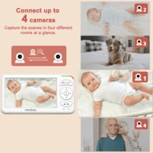 HelloBaby No WiFi 5.0 Inch Video Baby Monitor 355°/120° Remote Pan Tilt 2x ZoomCamera With Long Battery Life Lullaby Camera Protection Detection - White - View 10