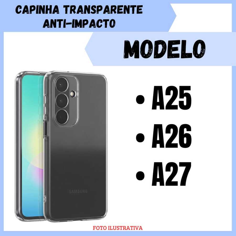 Capa Transparente Anti Impacto Compatível Para Samsung A25 / A26 / A27 / Capinha Simples Silicone (CF09)