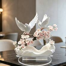 1pc Cherry Blossom And Pigeon Transparent Acrylic Stand, Gentle Healing Home Desk Vanity Atmosphere Desktop Decor - A-cherry Blossoms and Pigeons - View 4