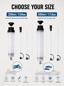200/500cc Manual Oil Fluid Injection Pump, Dual Function Extraction And Injection, Suitable For Engine Oil, Brake Fluid And Gear Oil, With Extension Tube (Car/Motorcycle), Handheld Syringe-Style Oil Change Pump, Used For Engine Oil, Brake Fluid, Coolant Replacement - A - View 8