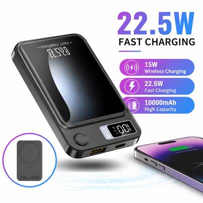 USLION Cute Portable Power Bank 10000mAh With Built-In Charging Cables, Compact Battery Pack With LED Digital Display, Mini Travel Charger For Vacation, Shopping, School, Work And Everyday Carry, Perfect Gift For Her