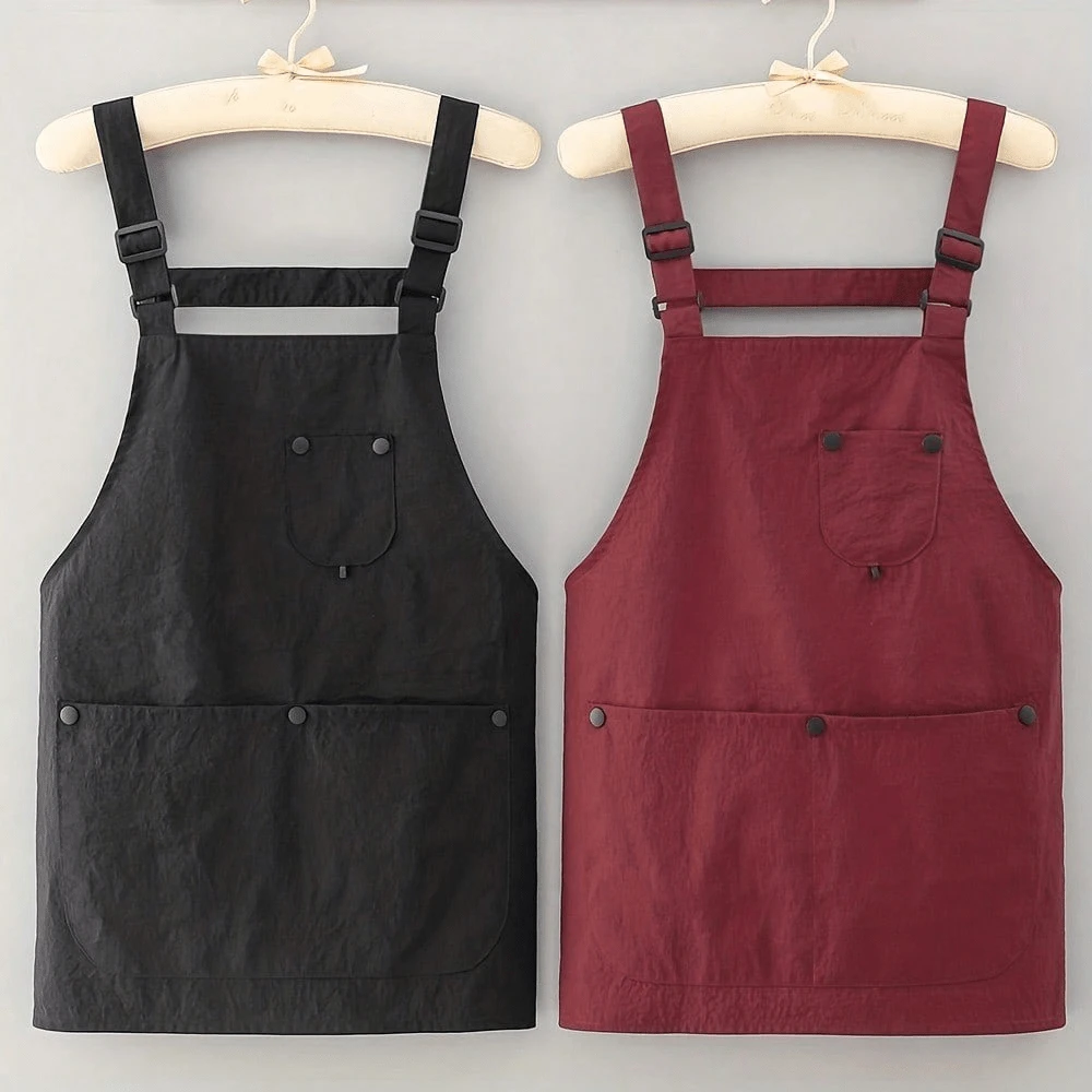 1 buah Celemek Dapur Tahan Air dan Anti Noda - Kain Tahan Air dan Mudah Dibersihkan, Tali Bahu Ringan yang Dapat Diatur, Saku Besar, Bernapas. Cocok untuk Memasak, Memanggang, dan Membakar, Cocok untuk Dapur Rumah dan Restoran.