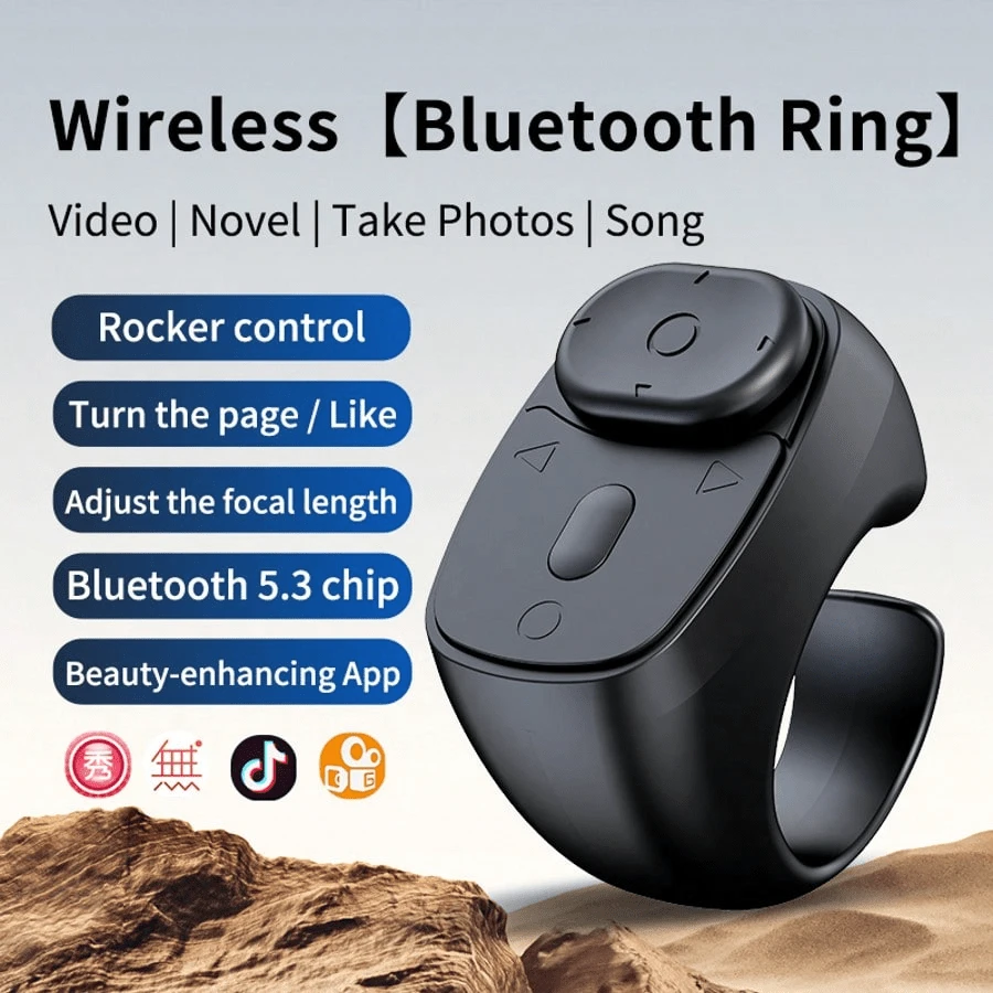 Wireless Scrolling Remote For Mainstream Social Media Platforms, Compatible With Android System, Supports Short Video Scrolling, E-Book Page Turning, Liking, Photo Zooming And Recording, Built-In 40mAh Battery, Perfect For Portable Camera Shutter And Travel Camera Shutter Remote Needs In Summer, Holidays And Other Scenarios