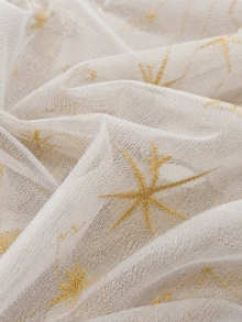 50cm / 1yd / 3yd / 5yd Black Transparent Tulle - Full-Width Gold Star And Constellation Embroidery With Subtle Glitter, Soft And Flowy Mesh - Suitable For Gothic Dresses, Starry Wedding Veils, Stage Performance Costumes And DIY Star Decorations - Multicolor - View 14