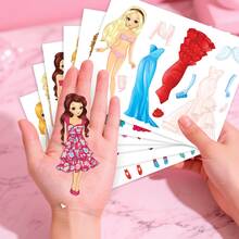 6pcs/Set Large Size Fun Dress-Up Puzzle Doodle Stickers, Cute DIY Dress-Up Paper Make A Face Crafts, Classroom Rewards, Arts And Crafts Party, Planner Decoration, Holiday Party, Back To School - Multicolor - View 13