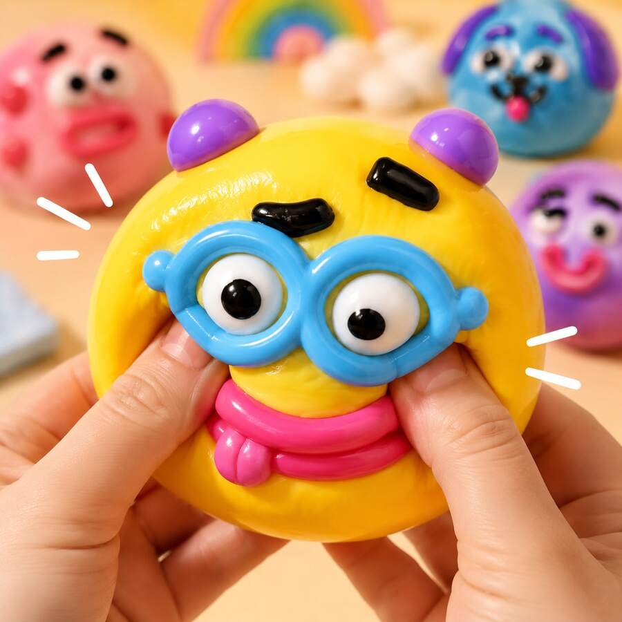 1pc DIY Face Soft Toy, Curious Dog Face Design, Soft Material, Perfect For Stress Relief And Entertainment, Ideal For Holidays, Birthday Gifts, Halloween, Thanksgiving, Christmas, Labor Day, Back To School, Party Gifts, Squishy, Crunchy Squish, Crunchy Butter Squish, Squeeze, Slushy Ball, Squishy Stress Toy, Dumpling Squish, Toys For Adults Women, Army, School Supplies
