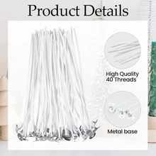 100pcs Candle Wicks DIY Candle Making Wicks, 9cm/16cm - White - View 4