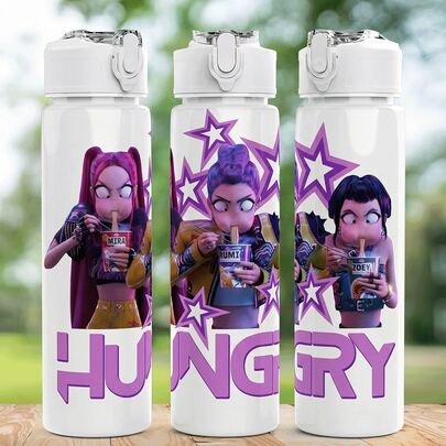 KPop Demon Hunters 1pc 5 Colors K-POP Girl Group Style Anti-Spill Flip Top Sports Water Bottle, Portable & Fashionable Design, 800ml-27oz Travel Cup With Strap, Straw And Lid, Cute Design, High Quality, Leak-Proof, Shock-Proof, Durable Outdoor Sports Water Cup, Large Capacity Portable Cup, Suitable For Short Trips, Hiking, Picnic, Running, Fitness, Mother's Day, Halloween, Christmas, Thanksgiving, Father's Day, Valentine's Day, Students, Family, Boyfriend/Girlfriend, Birthday, Graduation Gift, Suitable For Men And Women, Also A Great Surprise Gift For Fans.