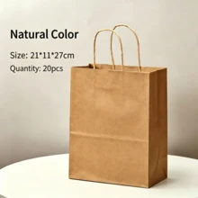 1/10/20/30pcs Natural Kraft Paper Bags, Durable, Suitable For Baking, Milk Tea, Coffee, Gifts, Party Favors And More - Multicolor - View 9