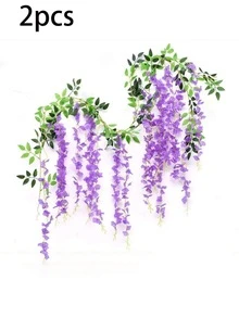 1/2pcs Artificial Wisteria Vine, Durable Plastic Faux Wisteria Flower Garland Hanging Decor, Suitable For Year-Round Wedding Decoration, Indoor/Outdoor Commercial Decoration - Multicolor - View 15