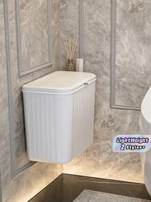 1 pieza Cubo de compost de cocina de 8L/12L, adecuado para encimera o debajo del fregadero, pequeño cubo de basura colgante con tapa, adecuado para gabinete/baño/dormitorio/oficina/camping, cubo de compost interior se puede instalar SPAL - Blanco - Ver 1