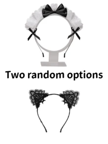 1pc French Retro Lace Innocent Bow Cos Headband Maid Hair Clip Cute Headband Set Outing Headband - Multicolor - View 8