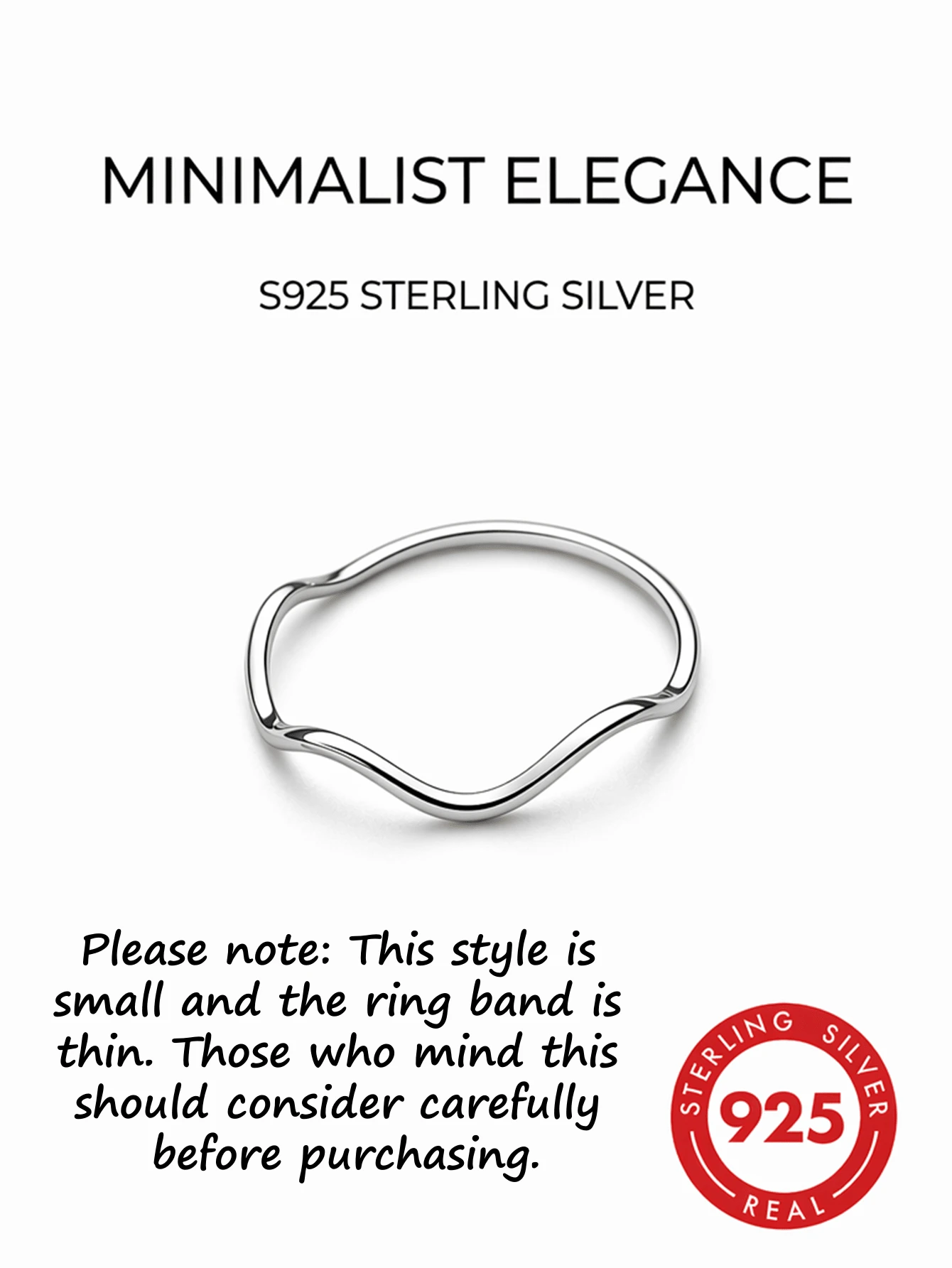 1pc S925 Pure Silver Wave Texture Ring For Women, Summer Accessory - Silver - View 1