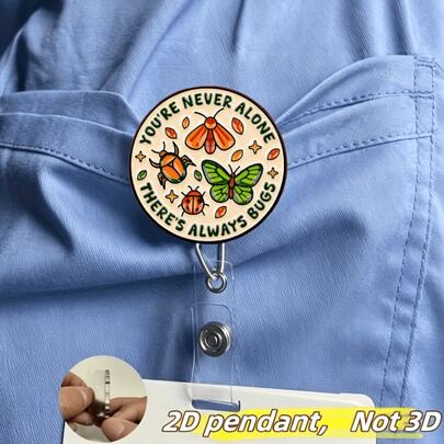 1pc Insect Motivational Retractable Acrylic Doctor Badge Holder - 2D Flat Cartoon Nurse Design, Durable Medical ID Card Holder, Essential Work Accessory, Nurse ID Badge Lanyard, Medical Professional Equipment, Hospital Staff Exclusive, Retractable Badge Reel - Durable Acrylic Clip, Suitable For Nurses And Office Workers, School Supplies, Back To School, Team Gifts