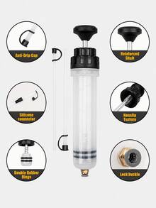 200/500cc Manual Oil Fluid Injection Pump, Dual Function Extraction And Injection, Suitable For Engine Oil, Brake Fluid And Gear Oil, With Extension Tube (Car/Motorcycle), Handheld Syringe-Style Oil Change Pump, Used For Engine Oil, Brake Fluid, Coolant Replacement - A - View 12