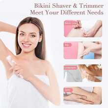 2-In-1 Electric Shaver/Body Hair Trimmer, USB Rechargeable, Wet & Dry Use, Stainless Steel Blades, Suitable For Legs, Bikini Line, Underarms, Autumn Home Decor, Back To School Essential, College Essential, Travel Essential, Holiday Essential, Beauty Tool - Multi-color - View 3
