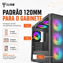 Cooler Fan ARGB 3Pinos 5V 120mm Clanm Eurus RGB Gamer Silencioso Alta Performance Air Cooler para PC Gamer Ventoinha 12cn para Gabinete - Visão 3