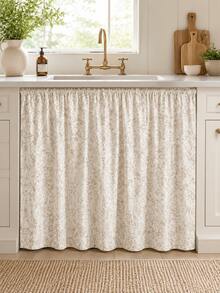 Penutup Kabinet Motif Bunga Sulur Beige untuk Wastafel Dapur, Tirai Dekoratif Bawah Meja Gaya Alami Sederhana untuk Wastafel, Dekorasi Penyimpanan Rumah yang Mempercantik dan Anti Debu - MultiWarna - View 6