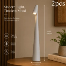 1件/2件可充電無線LED檯燈，3段調光觸控檯燈，現代極簡便攜床頭燈，適用於臥室、餐廳與辦公室 - 白紅光 - 查看 40