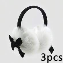 1pc Cute Bow Plush Earmuffs, Y2K Style, Warm White Earmuffs - Multicolor - View 12