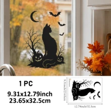 SupSticker 1PC Halloween Window Cling, 4 Styles Spooky Black Silhouette, Reusable No Adhesive Glass Decal For Home Party Decor - 1PC - View 13