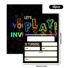 12pcs Customizable Birthday Invitation Cards, Multiple Themes Available, High-Quality Invitations Suitable For Birthday Parties, Celebrations, Disco And Glitter Themed Events - Multicolor - View 12