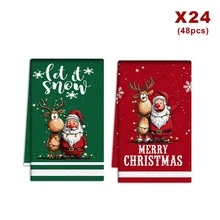 2/4/48pcs Christmas Pattern Kitchen Dish Cloths, Absorbent Cleaning Dish Towels, Restaurant Home Daily Cleaning Towels, Multi-Purpose High Absorbency Kitchen Cleaning Towels - Multicolor - View 10