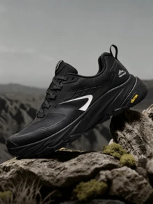 CAMEL CROWN Breathable Hiking Trekking Shoes For Spring & Autumn, Vibram Outsole Non-Slip Shock-Absorbing Trail Running Shoes - Black - View 1