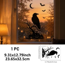 SupSticker 1PC Halloween Window Cling, 4 Styles Spooky Black Silhouette, Reusable No Adhesive Glass Decal For Home Party Decor - 1PC - View 15