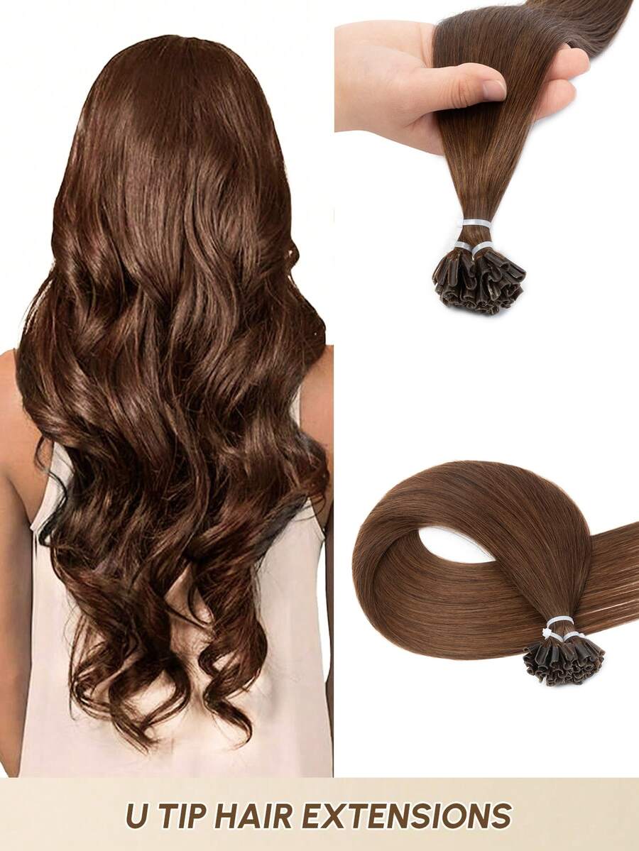 U-Tip Hair Extensions, Nail-Tip Hair Extensions, Straight Hair, U-Tip Keratin Fusion Hair Extensions, Invisible Nail-Tip U-Tip Hair Extensions