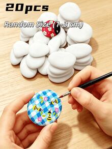 20pcs Medium Smooth White Painting Stones, Flat Hand-Picked Rocks For DIY Crafts, Art Projects And Home Decoration, Smooth Surface For Painting And Various Craft Activities - Multiple Styles - View 3
