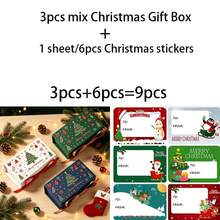 9/30/60pcs Merry Christmas Gift Boxes With Ribbon And Stickers, Xmas Tree Snowflake Printed Rectangle Present Box, Luxury Flip Top Candy Cookie Packaging Box For Holiday Chocolate Biscuit Wedding Favor - Multicolor - View 10
