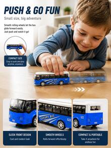 Mini Alloy Bus Toy, Die-Cast Realistic School Bus And Bus Vehicle Model, Pocket-Sized Portable Play Car, Durable Metal Toy, Early Education Learning Toy, Birthday Christmas Party Favor Stocking Stuffer Gift, Suitable For Boys And Children Aged 3+ - Bus - View 5