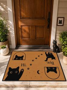 1pc Outdoor Anti-Slip Door Mat With Pet Cat Cartoon Pattern, Indoor Carpet, Bathroom Mat, Kitchen Mat, Decorative Rug, Multi-Functional Hallway Mat, Soft And Comfortable, Easy To Clean, Suitable For Indoor And Outdoor Entryway, Bedroom, Home Decor - Multicolor - View 3