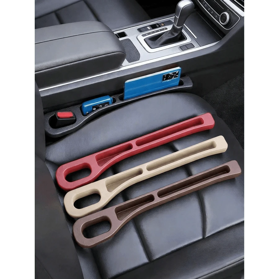 2pcs Car Seat Gap Filler Storage Box, Dual Slot Design, Durable Leak-Proof Material, Can Store Keys, Phones, Cards, Coins, Reduce Seat Friction Noise, Elegant Car Interior Decor, Holiday Gift