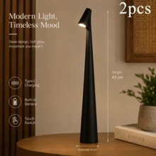 1件/2件可充電無線LED檯燈，3段調光觸控檯燈，現代極簡便攜床頭燈，適用於臥室、餐廳與辦公室 - 白紅光 - 查看 43