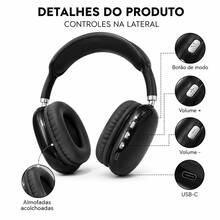 Fone de Ouvido Headphone Sem Fio Over-Ear com Microfone e Modo FM P9 - Visão 8