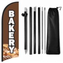 RXDAMTECH 1pc Commercial Brown Bread Feather Flag, 8.2FT Outdoor Advertising Curved Banner (Includes Flag Pole And Ground Stake) - Tear-Resistant Polyester Fiber Brown Bread Signage For Stores And Events - Brown Bread - View 2