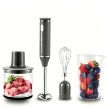 SOKANY 4-In-1 Electric Blender, 500W High Power Cooking Machine, Includes Main Unit, Blending Rod, Mixer, Meat Grinder Bowl And Grinding Cup, Suitable For Beating Eggs, Mixing Meat, Making Baby Food And Juicing - Grey - View 8