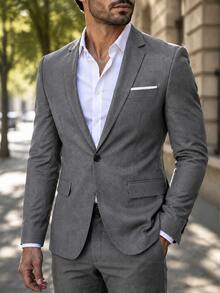 Men Plus Size Blazers - Grey - View 1