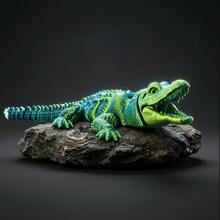 Extra Large Crocodile Plush Model Ornament | 64cm Large Size, Gold Noble, Black Powerful, Artistic Decor "Collector's Choice" Study Living Room Luxury Decoration | Suitable For Home Decor, Home Decoration, Desktop Display - Multicolor - View 9