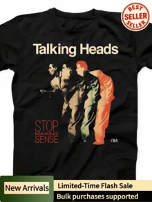 Talking Heads Stop Making Sense 84 Punk Concert Graphic Tee Black Music Fan Cotton Top Bellingham - 黑色 - 查看 5