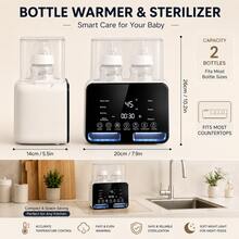 Hauture Baby Bottle Warmer & Sterilizer With Dual Bottle Space, Fast Milk Heater, Defrosting, Temperature Control And Timer Function For Baby Feeding Routine - US A Type Plug(110-127V) - View 9