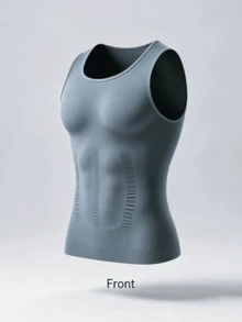 Men's Compression Vest, Chest Binder, Tummy Control, Sleeveless, Breathable, Fitness Sports - Grey - View 6
