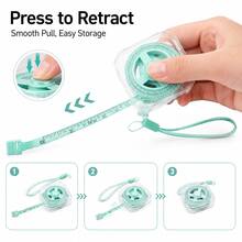 1 pieza Cinta métrica retráctil suave de 200cm/79in, regla de doble escala para Body y costura con estuche transparente y correa para la muñeca, herramienta portátil para manualidades - pieza única - Ver 5