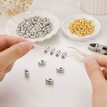 100/200 hạt cườm spacer lỗ giữa tròn nhẵn 6mm màu vàng bạc rời, phụ kiện làm vòng tay dây chuyền trang sức DIY - Hạt CCB - Xem 6