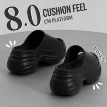 Women's 8CM Thick Platform Sandals, Summer New Fashion EVA Slippers, Comfortable Height-Increasing Style, Suitable For Outdoor, Beach And Dating - Black - View 9