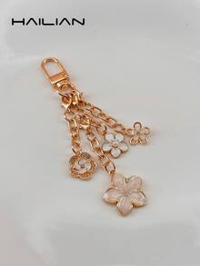 HAILIAN Multi-Style Sakura Floral Chain Bag Charm Set, Rhinestone Pearl Enamel Flower Keychain Pendant For Purse Decor & Friendship Gift - White - View 27