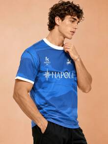 Italian Men's And Teen T-Shirt, Naples Design Comfortable Top, Match, Daily Wear, Gift, League Sports Fall - Blue - View 8